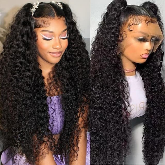 Detalle de ADORHTUE 32 Inch Water Wave 13x6 HD Lace Front Wig (Human Hair, Pre-Plucked, 200 Density)