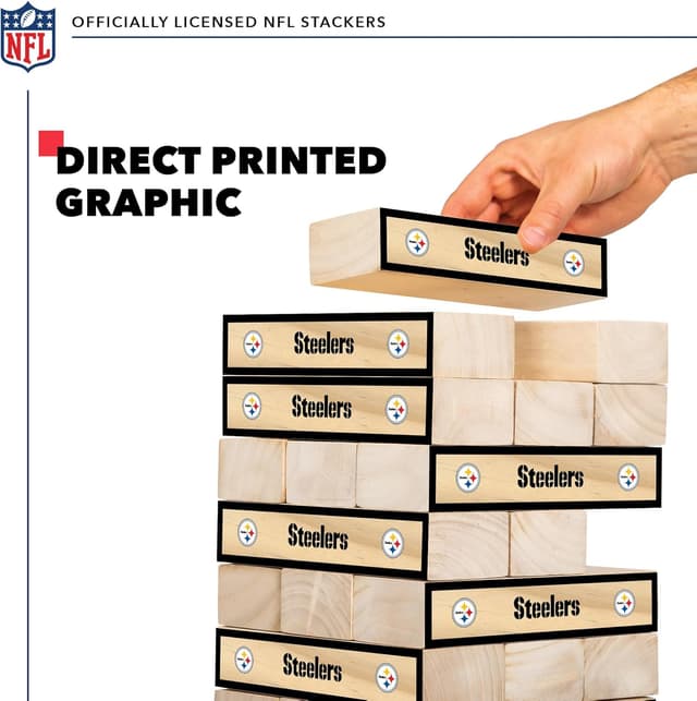 Detalle de Wild Sports NFL Giant Stacking Wooden Blocks (Tumbling Tower Classic) – Official NFL Football Fan Yard Game