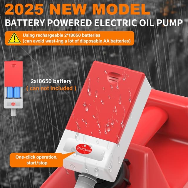 Detalle de Automatic Fuel Transfer Pump (Auto-Stop Sensor) Portable Gas Can Pump with 3 Adapters and 51" Hose