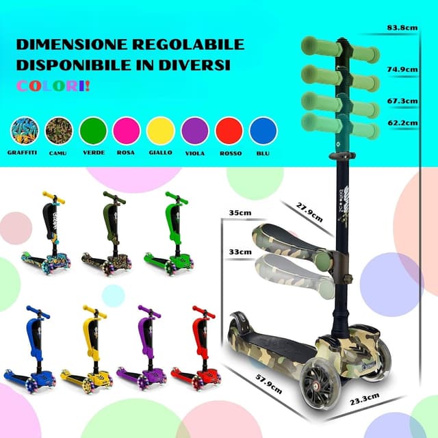 Thumbnail 5 de Hurtle ScootKid Monopattino 3 ruote 20 kg