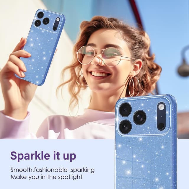 Detalle 2 de Eherui iPhone 17 Pro Hülle mit Glitzer