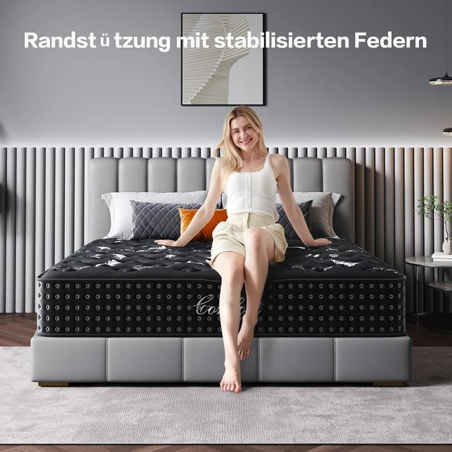 Detalle de Niqooia Federkernmatratze 90x200 cm, Höhe 25 cm, Härtegrad H4 (7 Zonen)