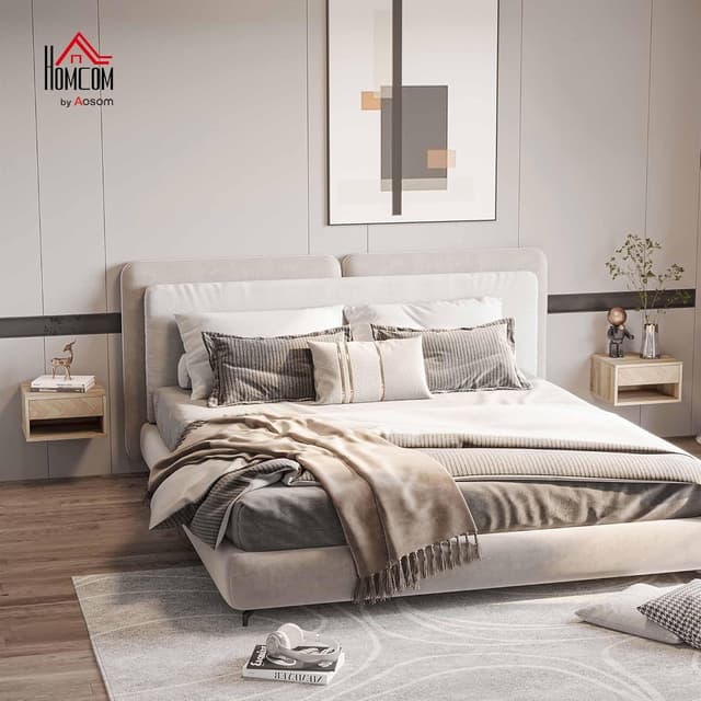 Thumbnail 1 de HOMCOM Lot de 2 tables de chevet murales 37 x 32 x 21 cm