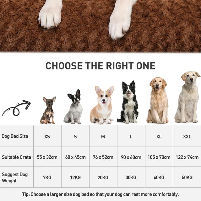 Detalle 2 de KSIIA Large Dog Bed Washable Calming Crate Mattress (90x60x8cm) – Non-Skid Crate Cushion in Brown