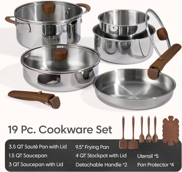 Detalle 2 de CAROTE 19pc Stainless Steel Cookware Set