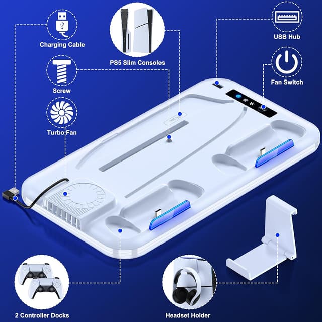 Thumbnail 5 de HEYLICOOL PS5 Slim Stand and Cooling Station
