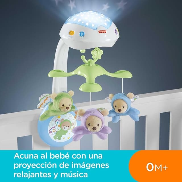 Detalle 2 de Fisher-Price Móvil Ositos Voladores 🐻 - Sonidos y Control Remoto
