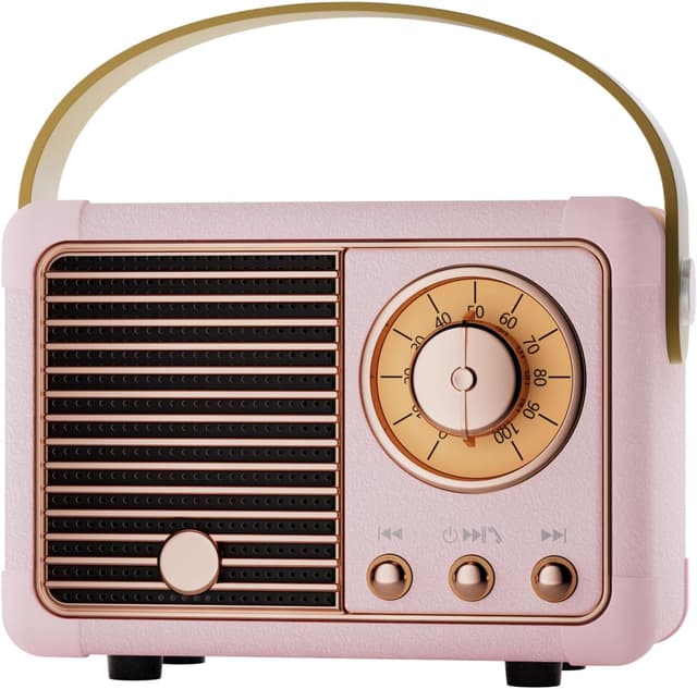 Detalle de Caulikine Retro Bluetooth Speaker Portable (Pink) — small wireless speaker for indoor & outdoor listening