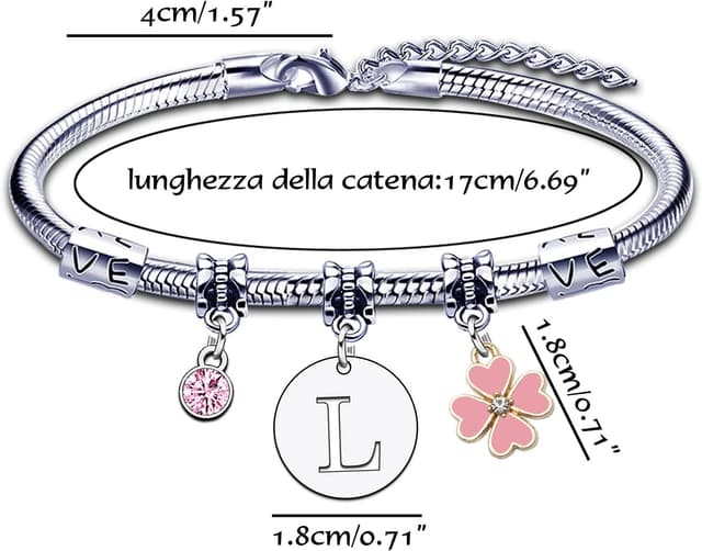 Detalle de A‑Z 26 Anfangsbuchstabe Anhänger Armband Set (KJKJKJ) – personalisierbare Geschenkidee für Frauen