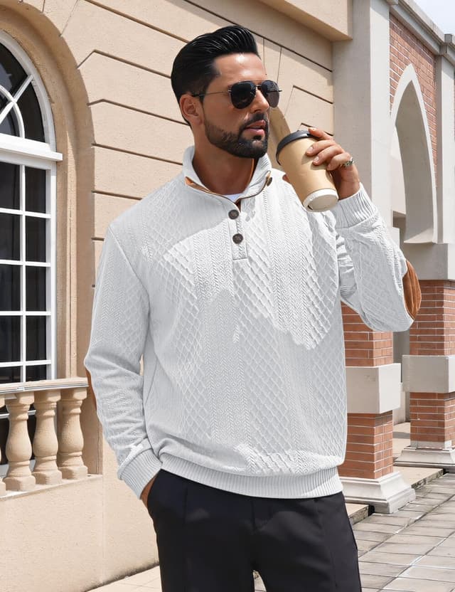 Detalle 2 de QOSOQ Men's Casual Sweatshirt 1/4 Zip