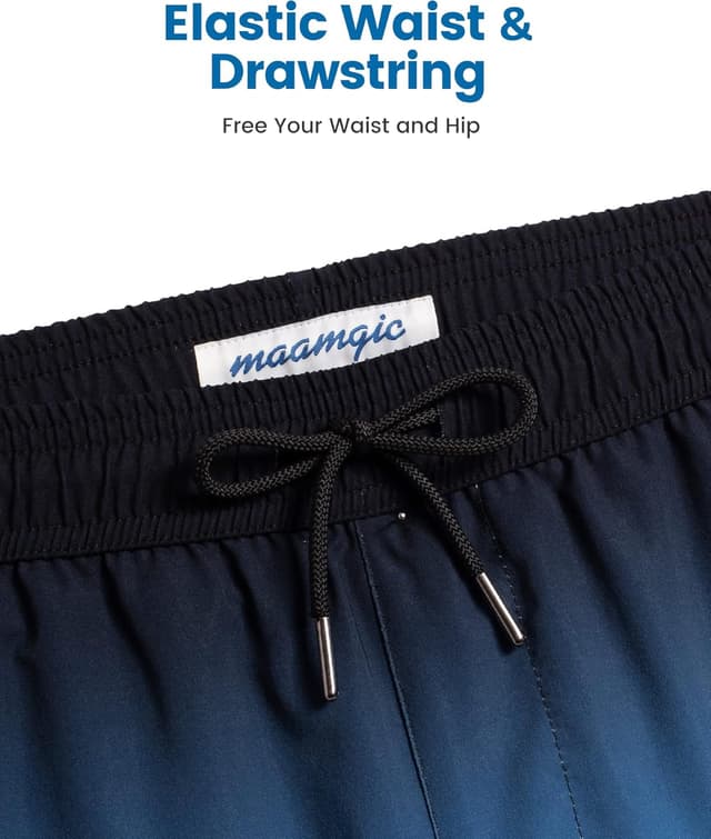 Detalle 2 de MaaMgic Herren Badehose 2-in-1 mit Kompression (14 cm Innenlänge) – schnelltrocknende Swim-Shorts mit Reißverschlusstaschen