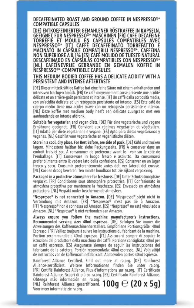 Thumbnail 2 de Amazon - Cápsulas Espresso Descafeinado Nespresso, 100u,🌱Rainforest