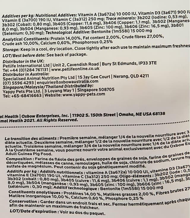 Thumbnail 6 de Petlife Oxbow Cavy Cuisine 2,2 kg