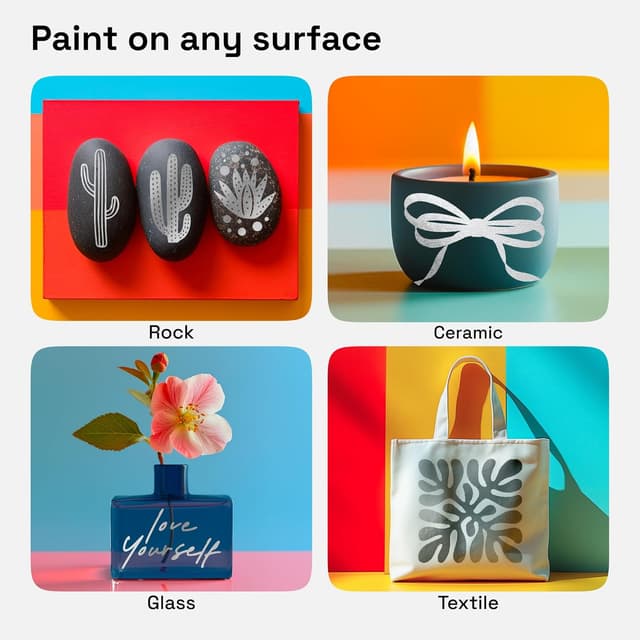 Detalle de ARTISTRO Dual Tip Acrylic Paint Pens (Silver) – Fine 1mm + Dot 5mm