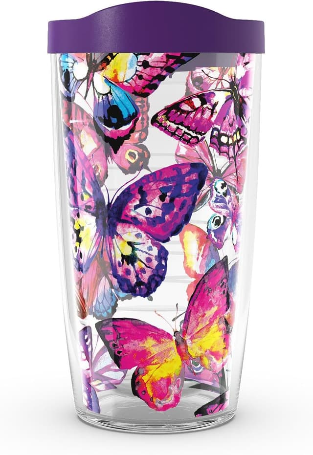 Detalle de Tervis Butterfly Passion Double-Wall Insulated Tumbler Travel Cup (Made in USA), 16oz Classic