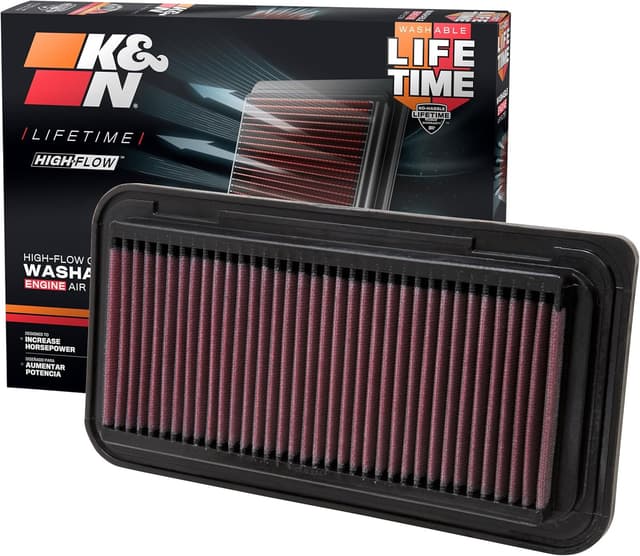 Detalle de K&N 33-2300 Replacement Air Filter (Heather Red) – washable, reusable air filter