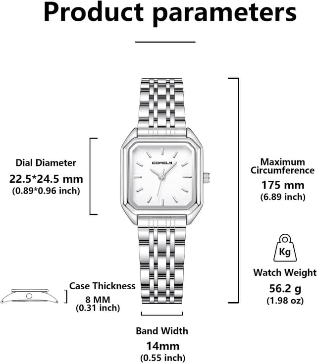 Detalle 2 de CIVO Armbanduhr Damen Klein Analog – quadratisches Edelstahl-Design, wasserdicht (3ATM)