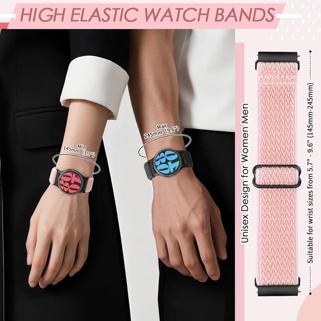 Detalle 2 de Relting 4 Pack 20mm Elastic Nylon Bands for Garmin Vivoactive/Venu, Amazfit Bip 3 & More