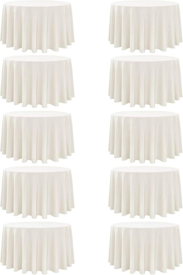 Detalle de Dailyset 10-Pack Ivory Round Tablecloths (108 Inches) for 4–5 Ft Round Tables