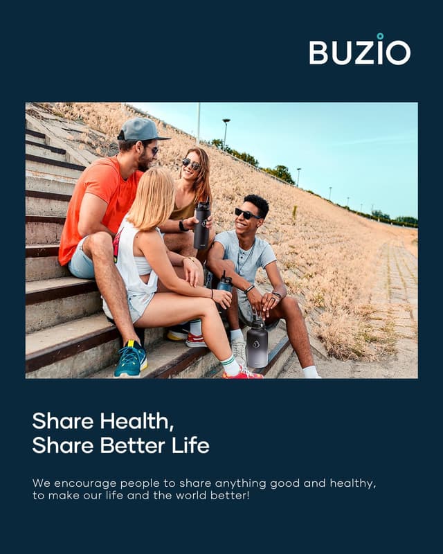 Detalle 2 de Buzio 2L Stainless Steel Water Bottle with Straw Lid & Flex Cap (Black & Grey) – Double Wall Insulated