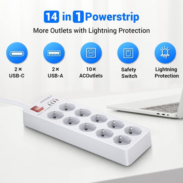 Detalle 2 de Ciabatta multipresa 10 prese 1700 J