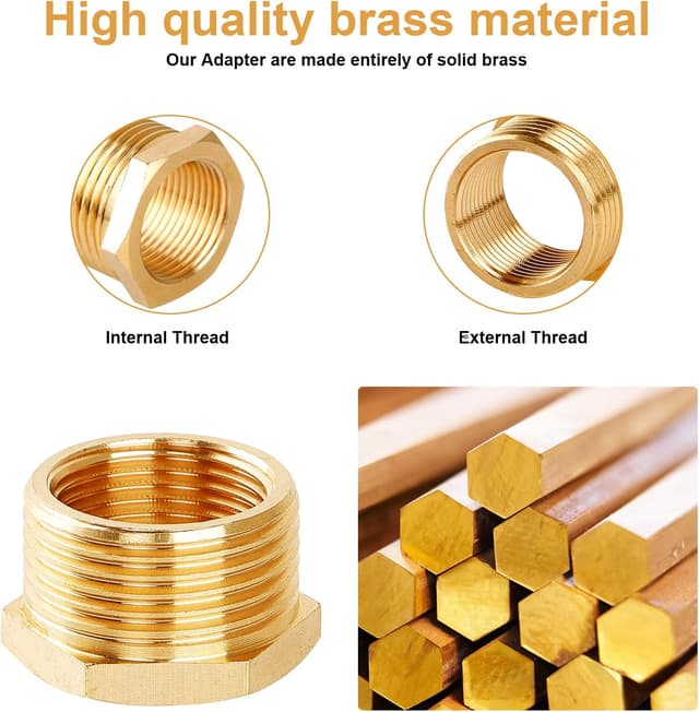 Detalle de 4 Stück Messing Reduzierung 3/4" auf 1/2" – Gewindefitting mit Innen- und Außengewinde