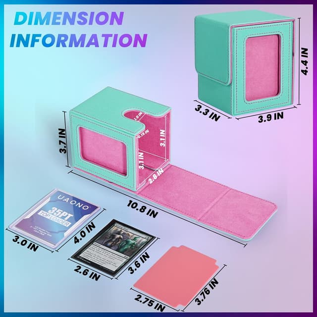 Detalle 2 de UAONO Commander Deck Box Card Case (Turquoise/Pink) for 100+ Double-Sleeved Cards
