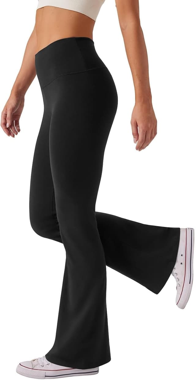 Detalle de Glacspyg Yoga Pantalons femme taille haute évasée — leggings flare confort d’entraînement