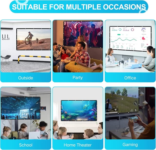 Thumbnail 5 de 120 Zoll Front- und Rückprojektor-Leinwand (Haken & Seile) – faltbare 16:9 Filmleinwand für Beamer