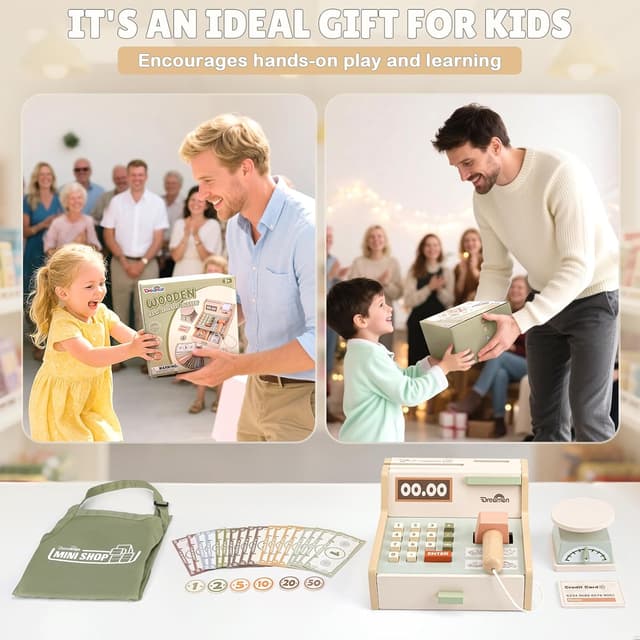 Thumbnail 6 de Dreamon Caisse Enregistreuse Enfants Bois 12 pièces