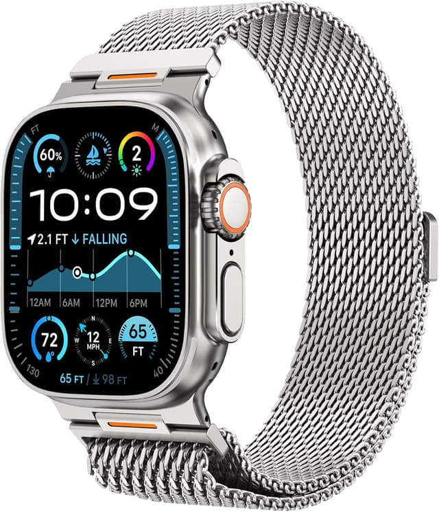 Detalle de WINGLE 49mm/46mm/45mm/44mm/42mm Milanese Loop magnetic metal strap for Apple Watch