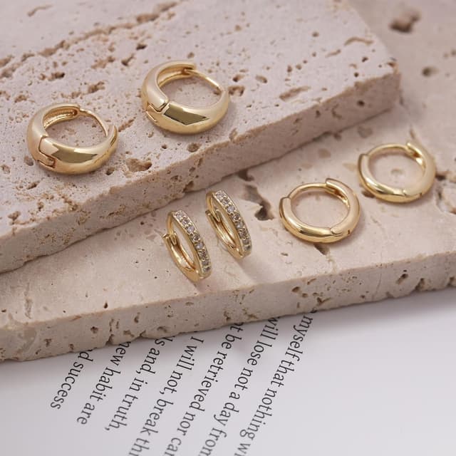 Detalle de BVLAGIDA – 3 paires de boucles d’oreilles femme plaquées or 14K, hypoallergéniques