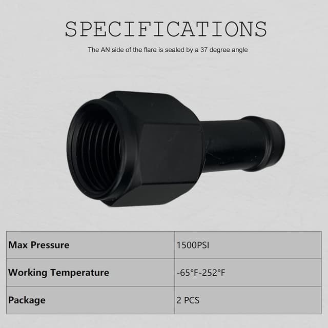 Thumbnail 5 de 6AN Female to 3/8 Barb Adapter Swivel, Pack of 2