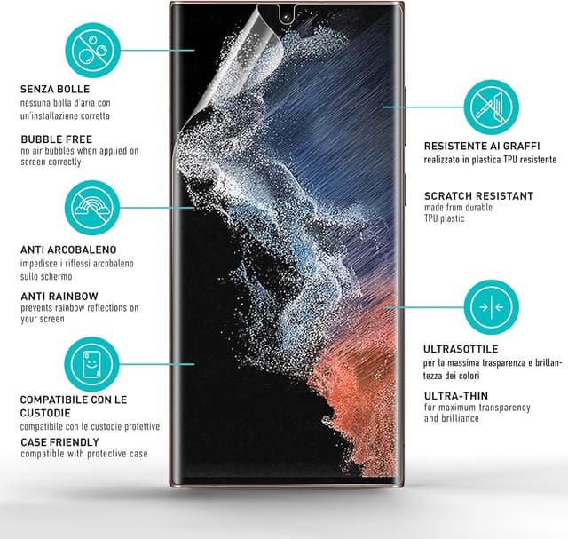 Detalle de smartect Pellicola protettiva TPU per Samsung Galaxy S22 Ultra (Schermo + fotocamera), 2+2 pezzi