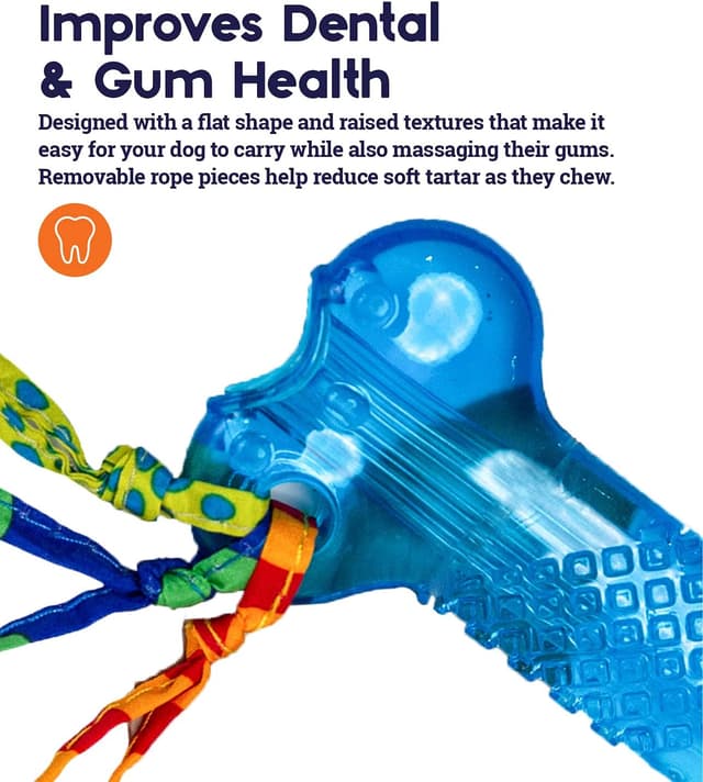 Detalle de Petstages Orka Mini Bone (Bleu Roi) : jouet à mâcher en TPE rigide pour chiens