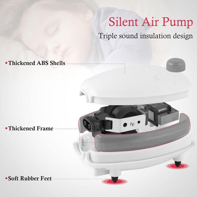 Detalle de PYPABL 3W Aquarium Air Pump (300L/H) – Silent Adjustable Bubbler for Fish & Turtle Tanks