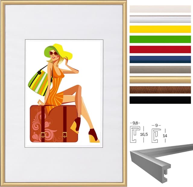 Detalle 2 de WOLTU Cadre photo 15x20 cm avec passe-partout en plastique (or) : pose horizontale ou verticale