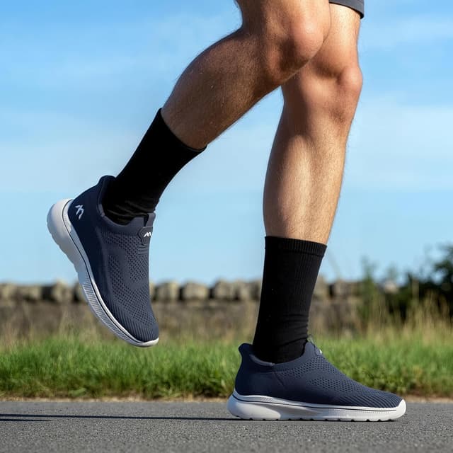 Detalle de ODCKOI Herren Slip-on Sneaker: atmungsaktive Mesh-Turnschuhe ohne Schnürsenkel