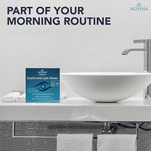 Detalle de NOVEHA 60-Pack Allergy Relief Eyelid Wipes (Pre-moistened, Hypoallergenic)