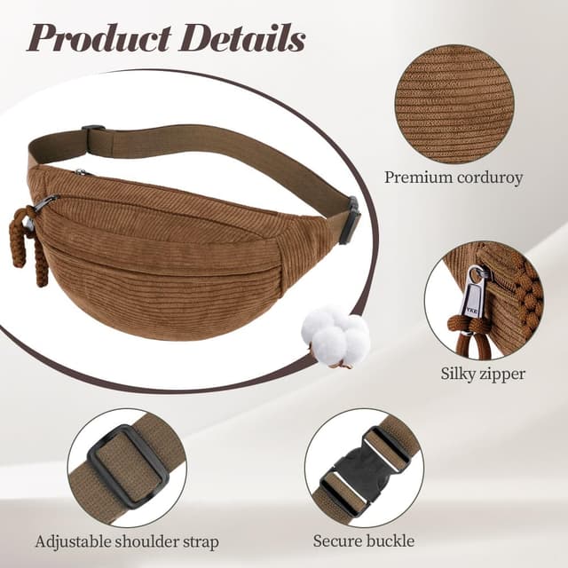 Detalle de Aucuu Cord-Bauchtasche für Damen – kleine Umhängetasche im Retro-Style