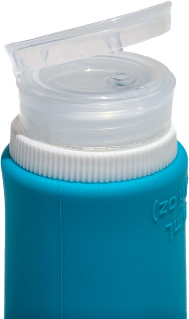 Detalle de Muitomas flaconi da viaggio da 98 ml con custodia trasparente in silicone (3 pezzi) blu ottanio