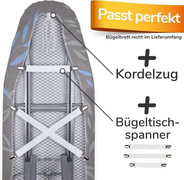 Detalle 2 de Super Soft Turbo-Bügelbrettbezug 120x40 (Made in Germany) – ÖKOTEX Baumwoll-Polsterung mit EasyFit+Spanner