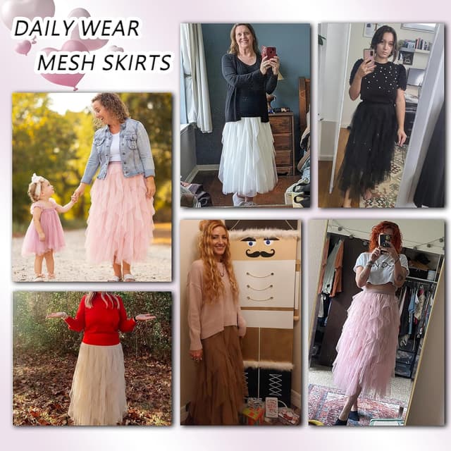 Thumbnail 4 de Girstunm Tüllrock Midi Hoch Tailliert