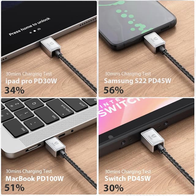 Detalle de iDsonix USB-C to USB-C Charger Cable 100W, 2m (2-pack)