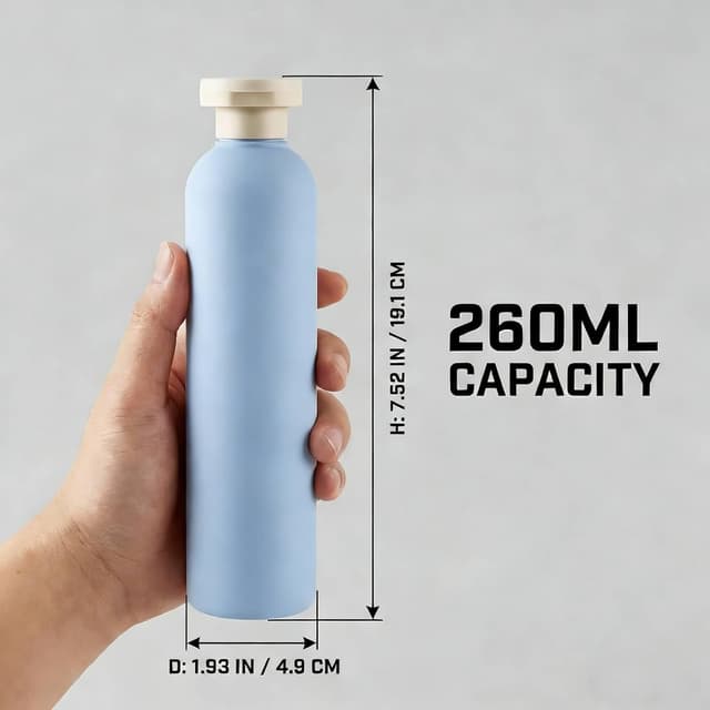 Detalle de OMBRISA Squeeze Bottles 260 ml (2-pack) with Disc Top Flip Cap – Refillable leak-proof travel containers