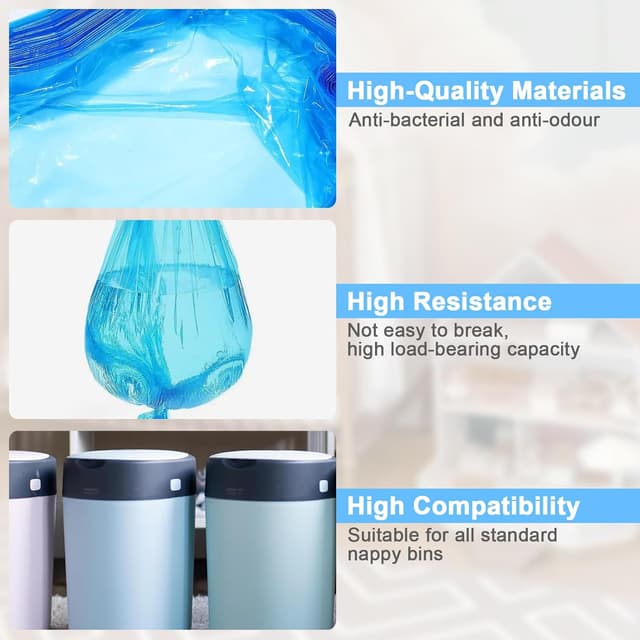 Detalle de 24 Stück Windeleimer Nachfüllkassetten – Nachfüllfolie kompatibel mit Tommee Tippee, Angelcare & LitterLocker