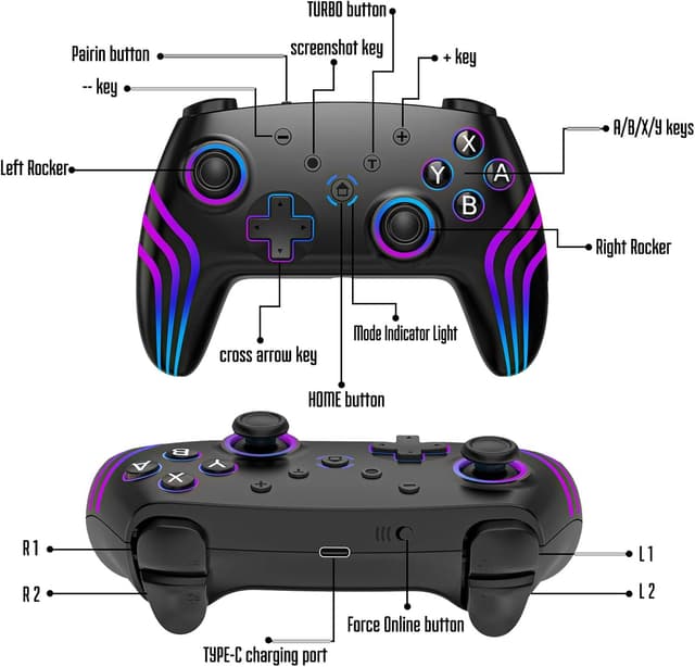 Thumbnail 6 de MYSTILUCK Controller Wireless Pro per Switch con RGB
