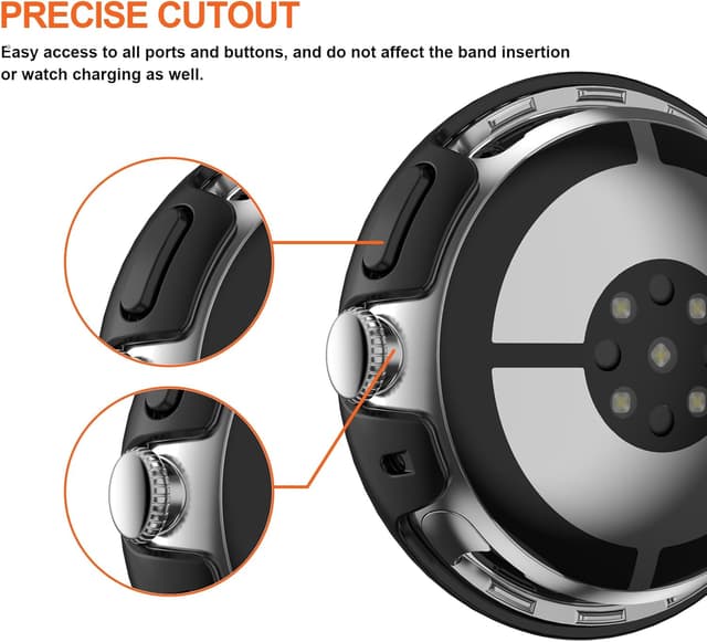 Detalle de JZK 2-Pack Case with Screen Protector for Google Pixel Watch 4 (2025) 41mm in Black/Clear