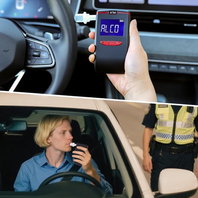 Detalle de Etilometro portatile HooJtny con sensore semiconduttore, 6 boccagli e certificazione professionale