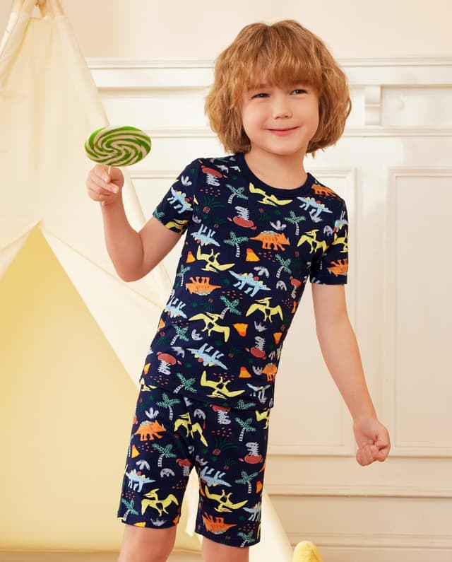 Detalle de babee Reshinee Bamboo Viscose Toddler Car Pajamas Set (2-Piece) — 12M to 8Y